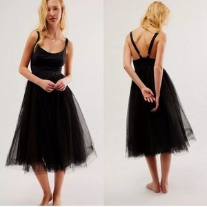 Free People Black Tulle Midi Dress